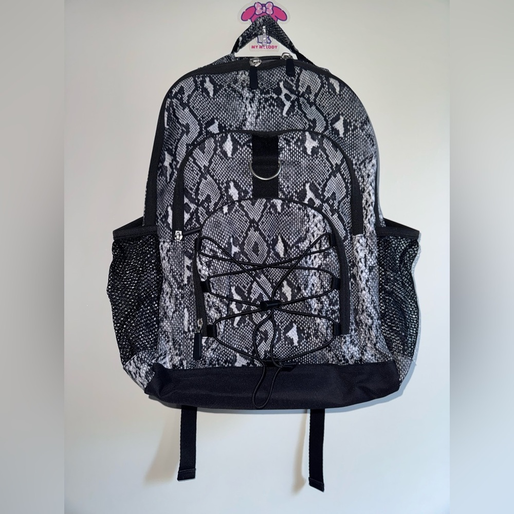 Pottery Barn Teen Black and White Snake Skin Print Multi Pocket Large Backpack